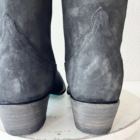 Lane EMMA JANE Womens Cowboy Boots 9 Black Suede Western Cowgirl Mid Calf Tall - Picture 4 of 13